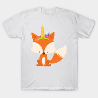 Unicorn Fox, Cute Fox, Little Fox, Orange Fox T-Shirt